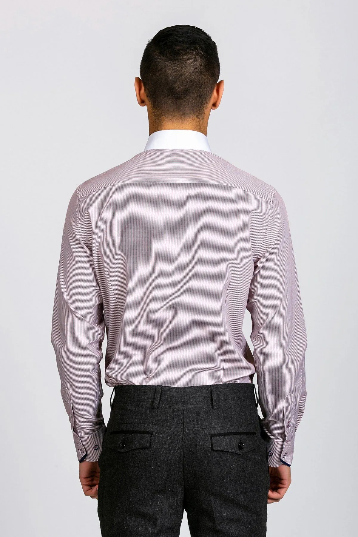 SHELBY - Wine Stripe Penny Collar Shirt sold by Marc Darcy product image thumbnail 5