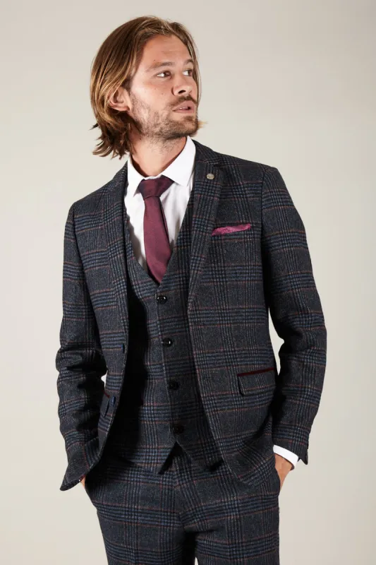 LUCA - Navy Check Tweed Blazer sold by Marc Darcy
