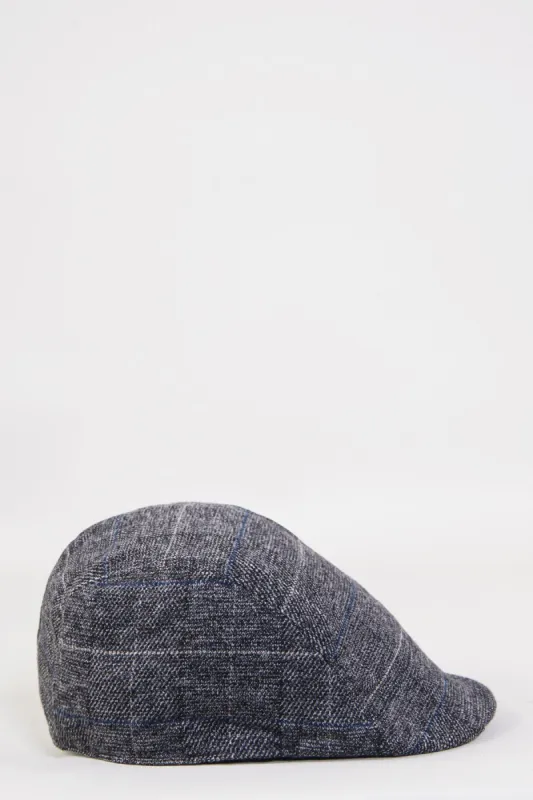 SCOTT - Grey Check Tweed Flat Cap sold by Marc Darcy