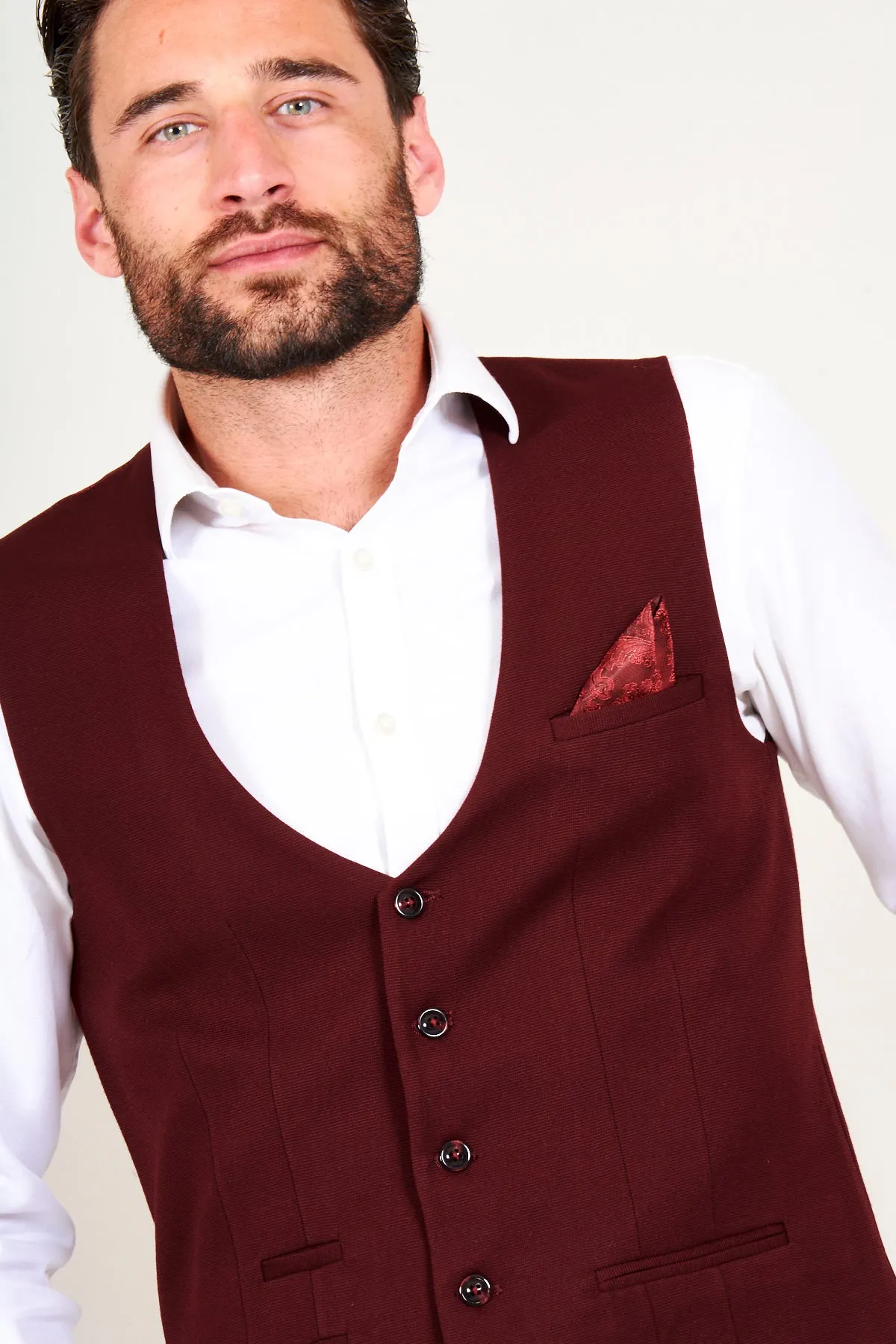 KELLY - Wine Single Breasted Waistcoat sold by Marc Darcy product image thumbnail 5