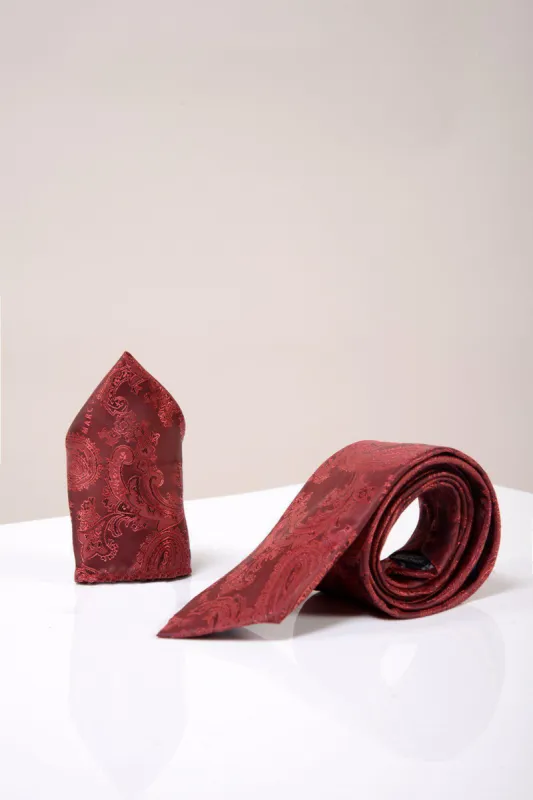 MD PAISLEY - Wine Paisley Tie and Pocket Square Set sold by Marc Darcy