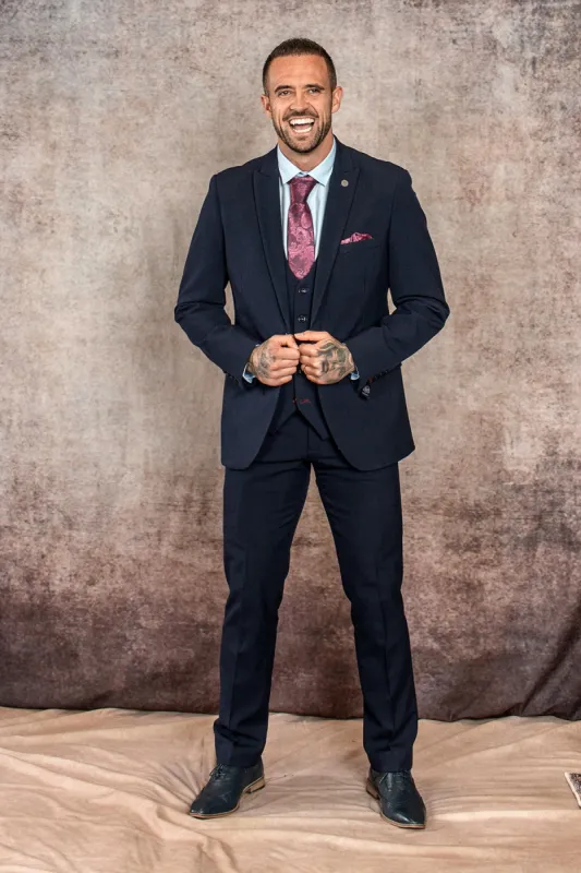 The WHU Collection - BROMLEY Navy Check Three Piece Suit As Worn By Danny Ings sold by Marc Darcy