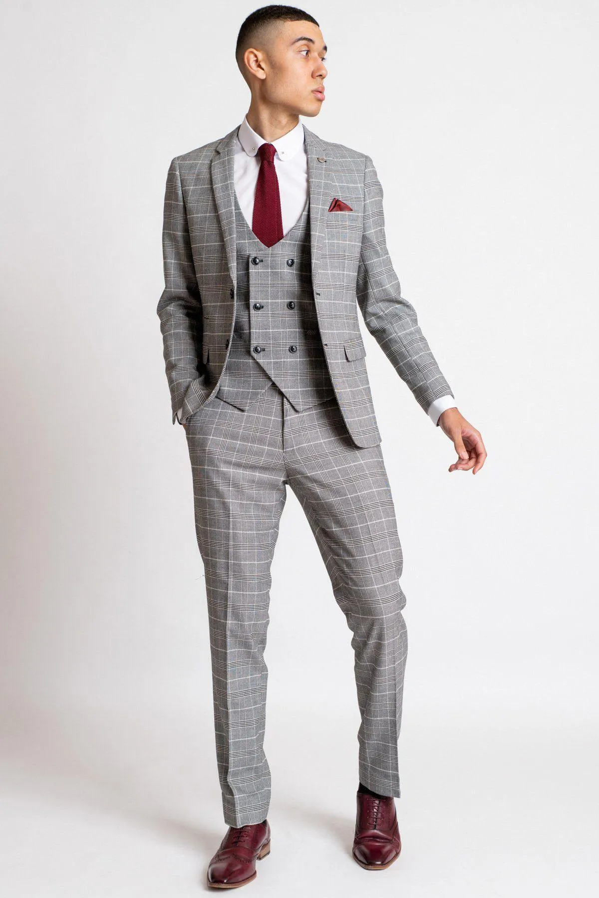 Doncaster Rovers Forward Billy Sharp in Ross Grey Check Suit sold by Marc Darcy product image thumbnail 4
