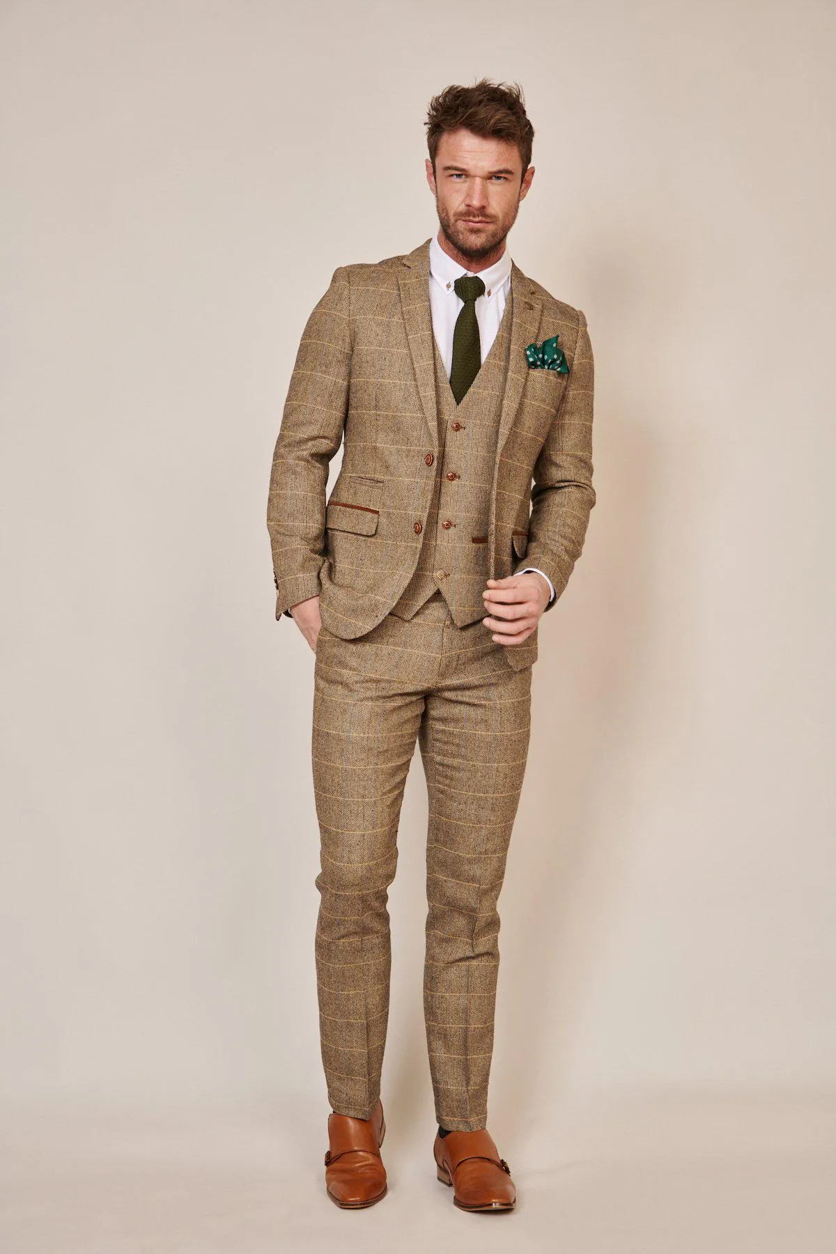 The WHU Collection - TED Tan Tweed Suit With Dion Waistcoat As Worn By Lukasz Fabianski sold by Marc Darcy product image thumbnail 5