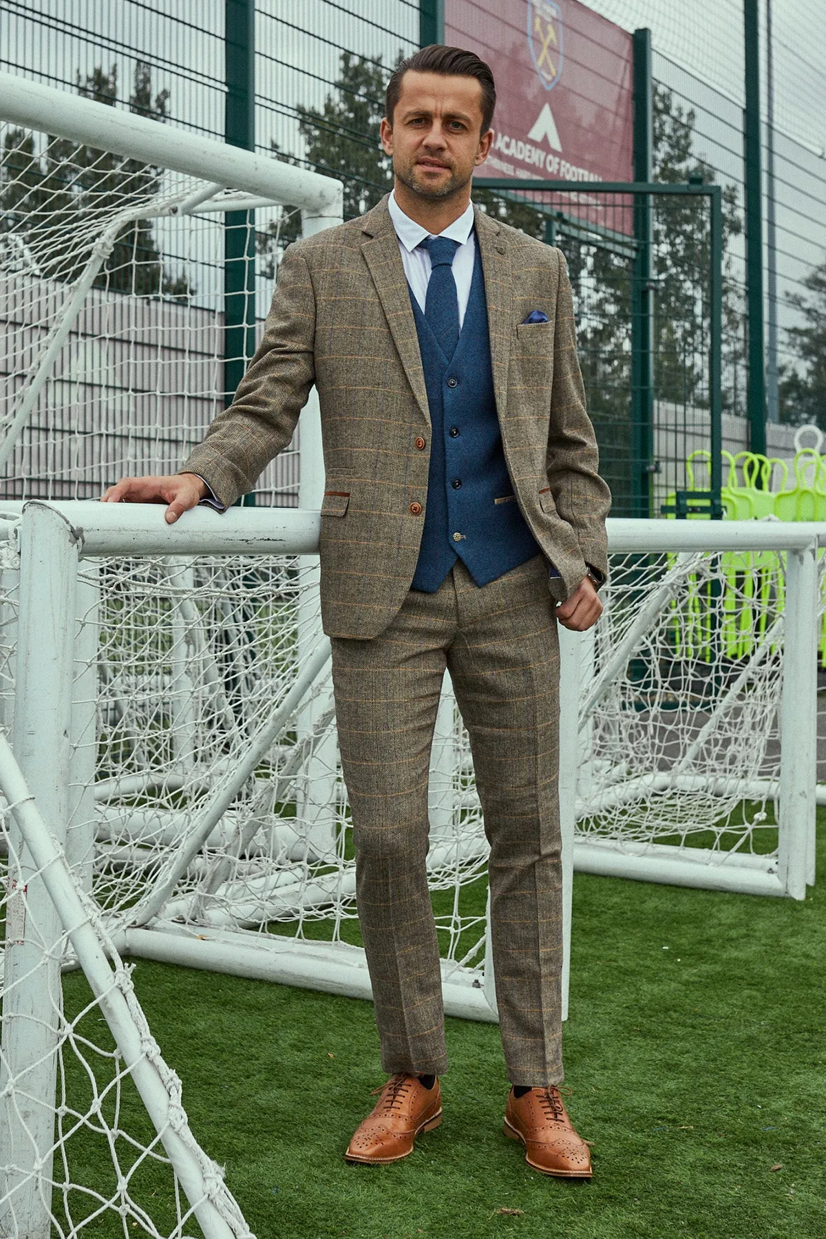 The WHU Collection - TED Tan Tweed Suit With Dion Waistcoat As Worn By Lukasz Fabianski sold by Marc Darcy product image thumbnail 2