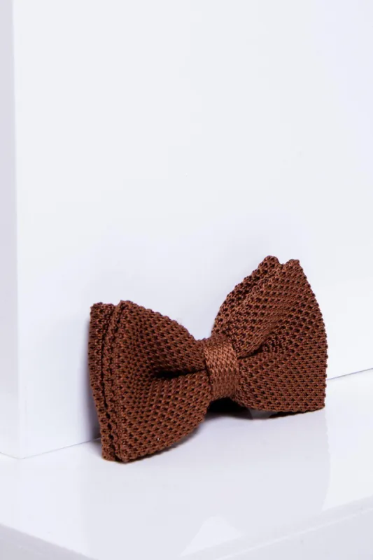 KB - Knitted Double Layer Bow Tie In Rust sold by Marc Darcy