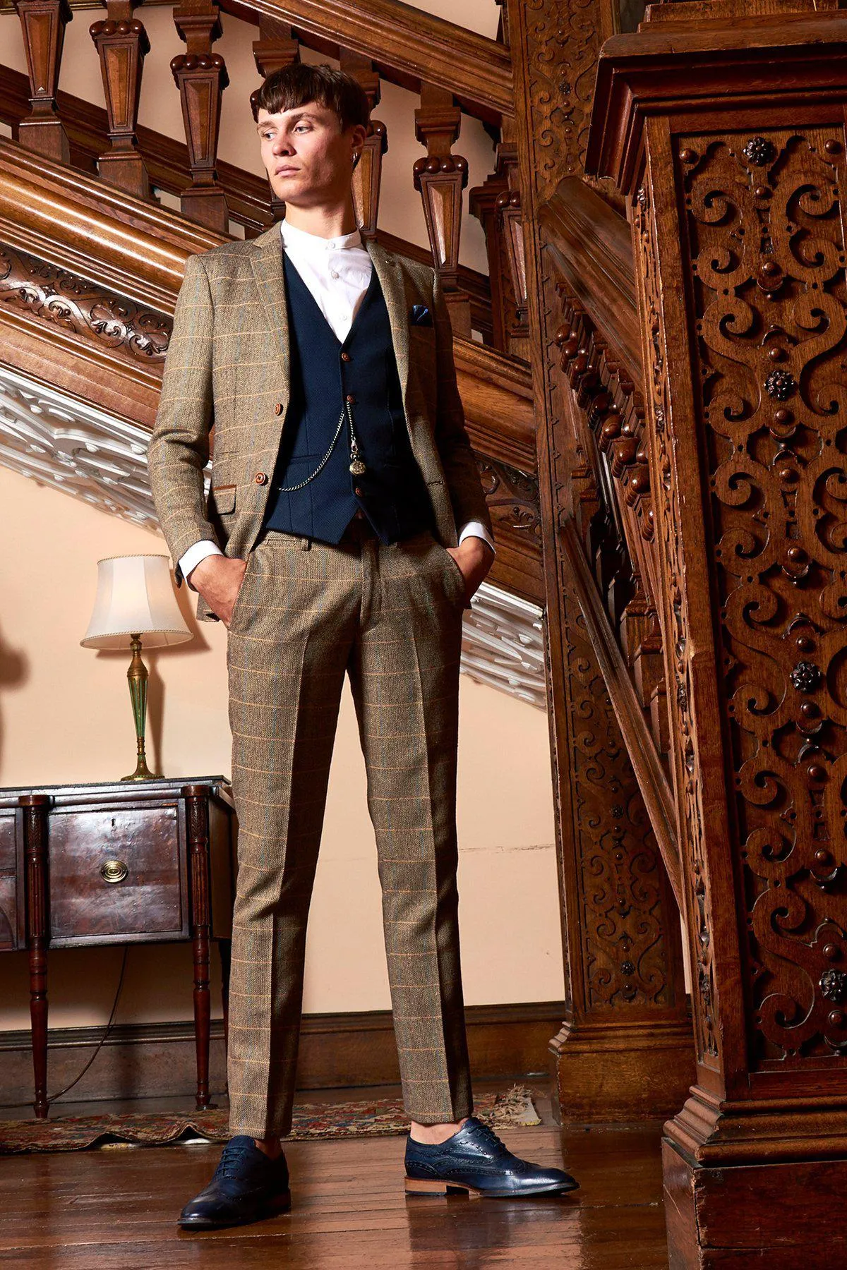TED - Tweed Suit With MAX Navy Waistcoat sold by Marc Darcy product image thumbnail 2
