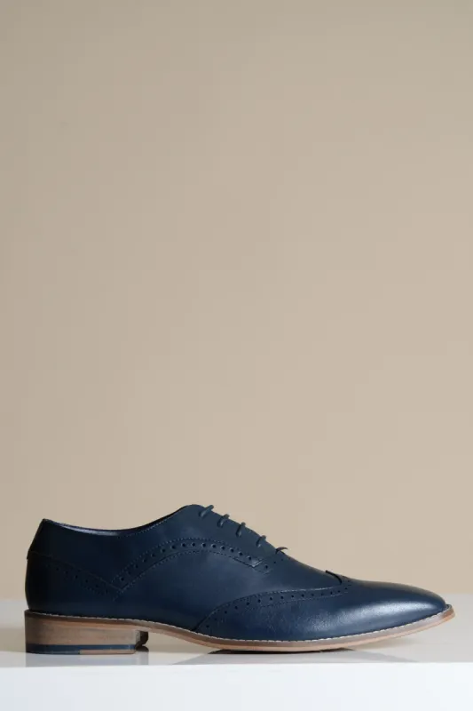 DAWSON - Navy Wingtip Oxford Brogue Shoe sold by Marc Darcy