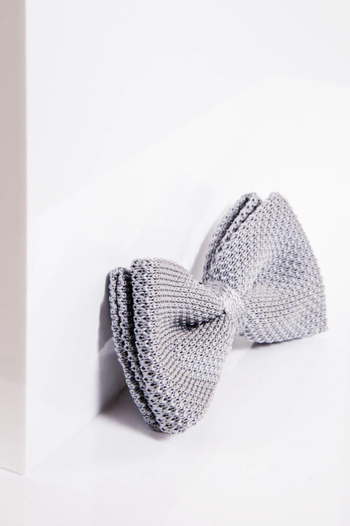 KB - Knitted Double Layer Bow Tie In Silver Grey sold by Marc Darcy product image thumbnail 2