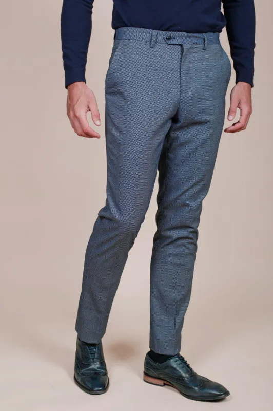 WILSON - Blue Birdseye Trousers sold by Marc Darcy