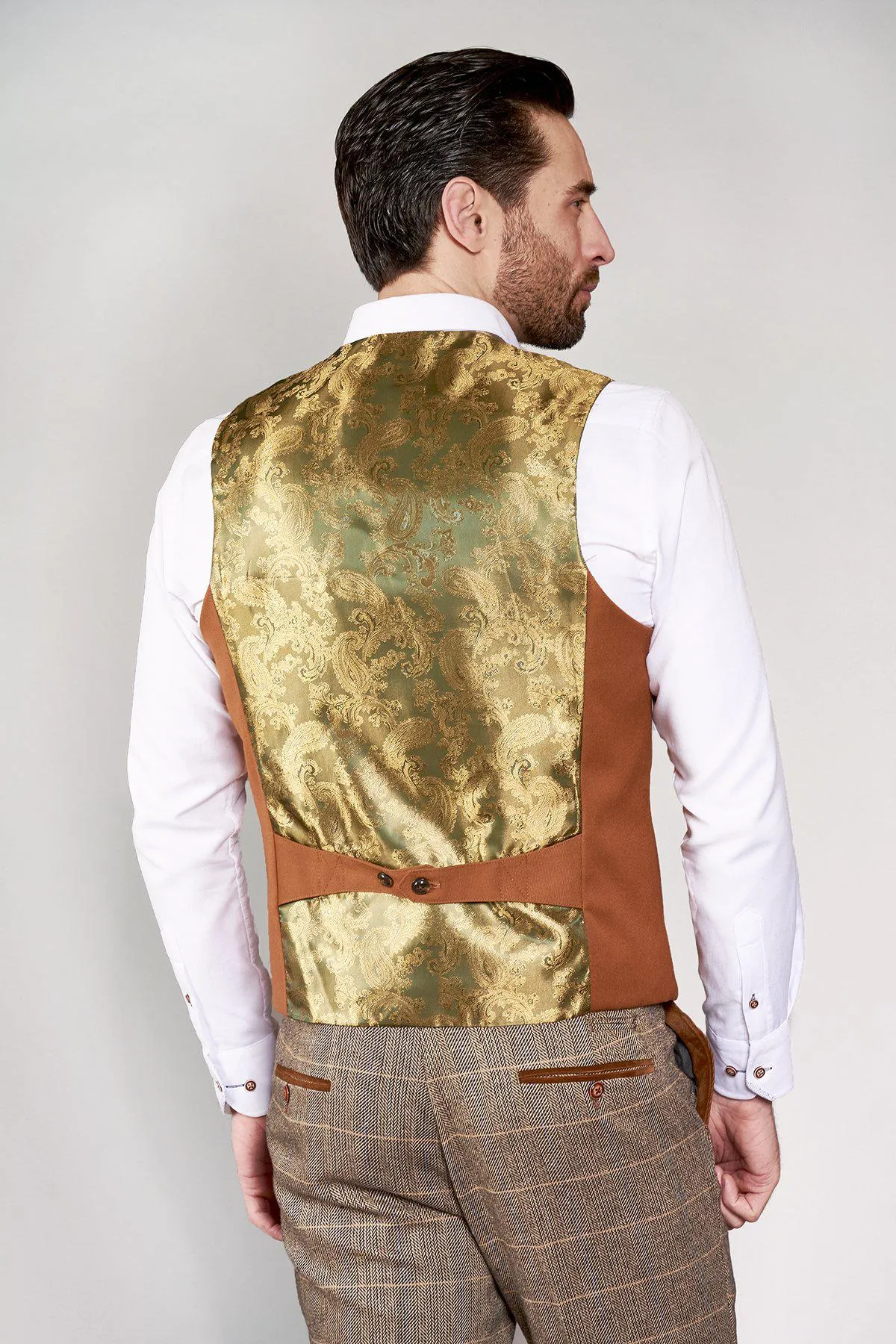 KELLY - Dark Tan Single Breasted Waistcoat sold by Marc Darcy product image thumbnail 2