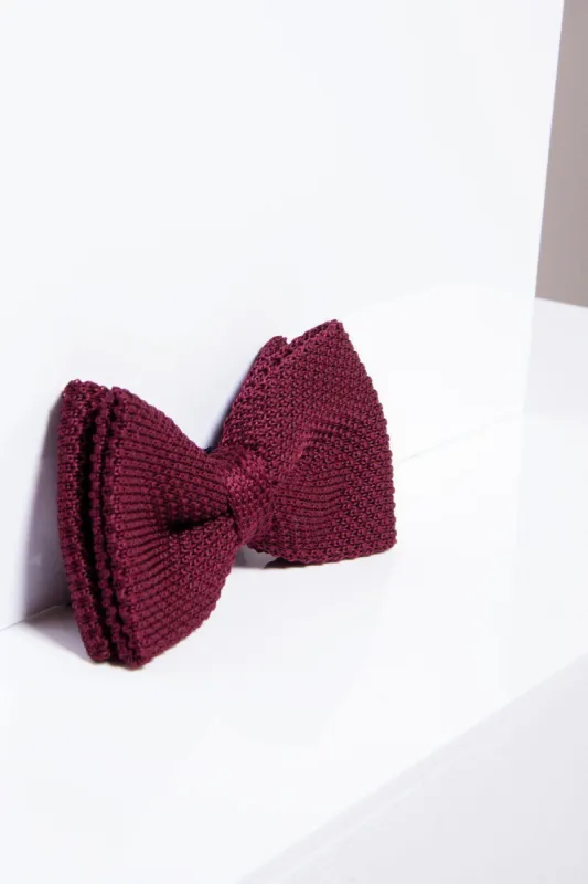 KB - Knitted Double Layer Bow Tie In Wine sold by Marc Darcy