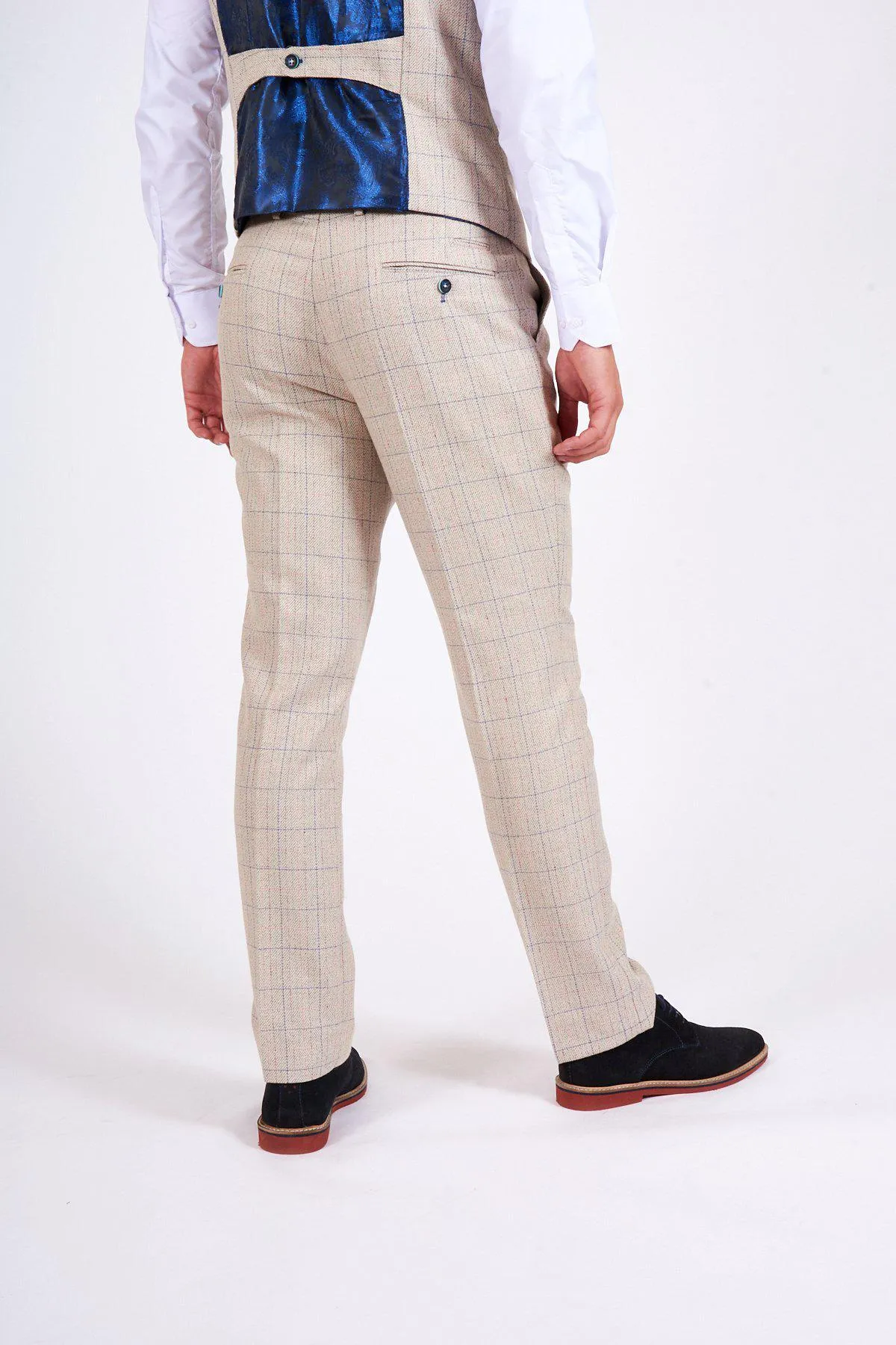 HARDING - Cream Tweed Check Print Trousers sold by Marc Darcy product image thumbnail 2