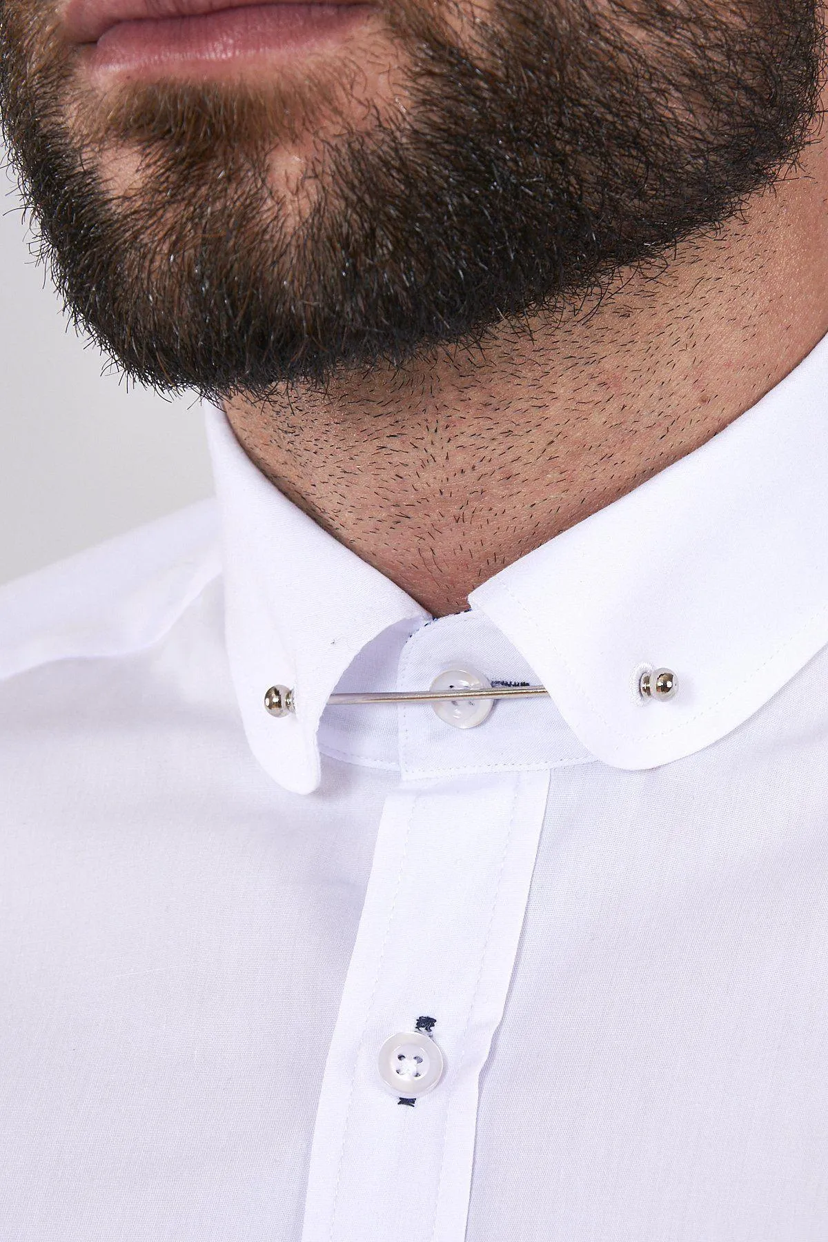 BENSON - White Penny Collar Shirt With Collar Bar sold by Marc Darcy product image thumbnail 3