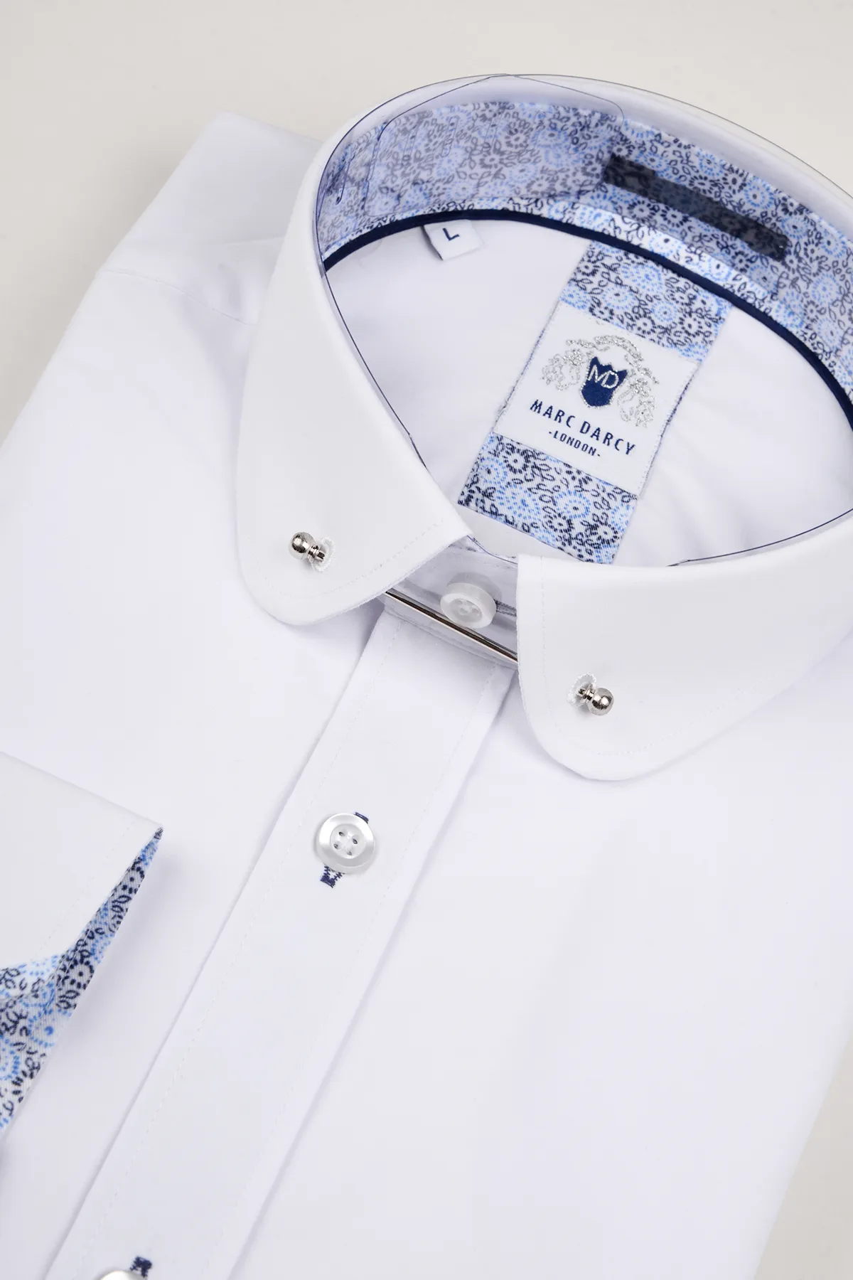 BENSON - White Penny Collar Shirt With Collar Bar sold by Marc Darcy product image thumbnail 2