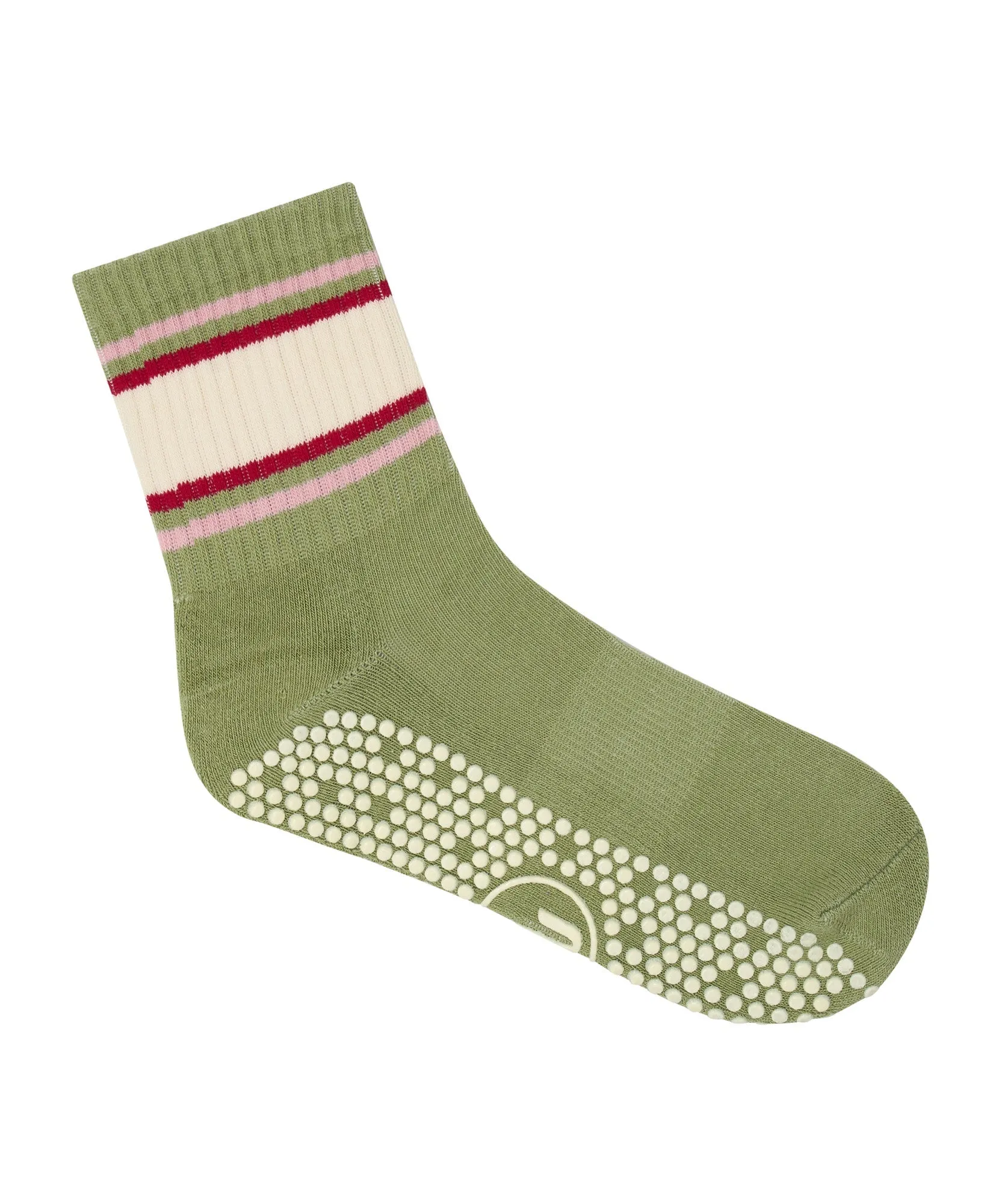 Crew Non Slip Grip Socks - Stripe Sage & Oat sold by MoveActive product image thumbnail 3