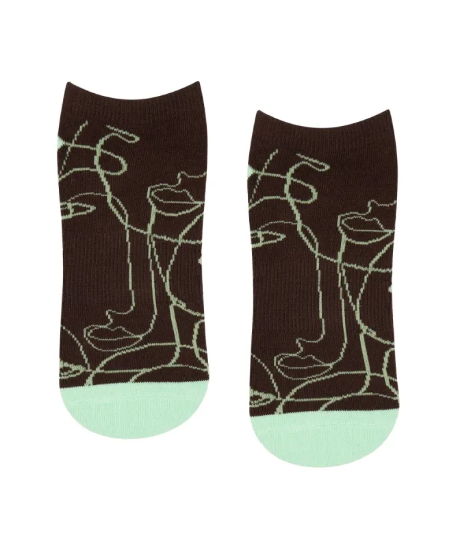 Classic Low Rise Grip Socks - Mocha Abstract sold by MoveActive