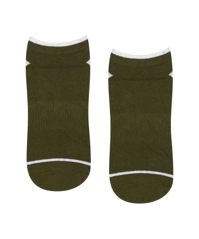 Men's Classic Low Rise Grip Socks - Khaki Stripe sold by MoveActive