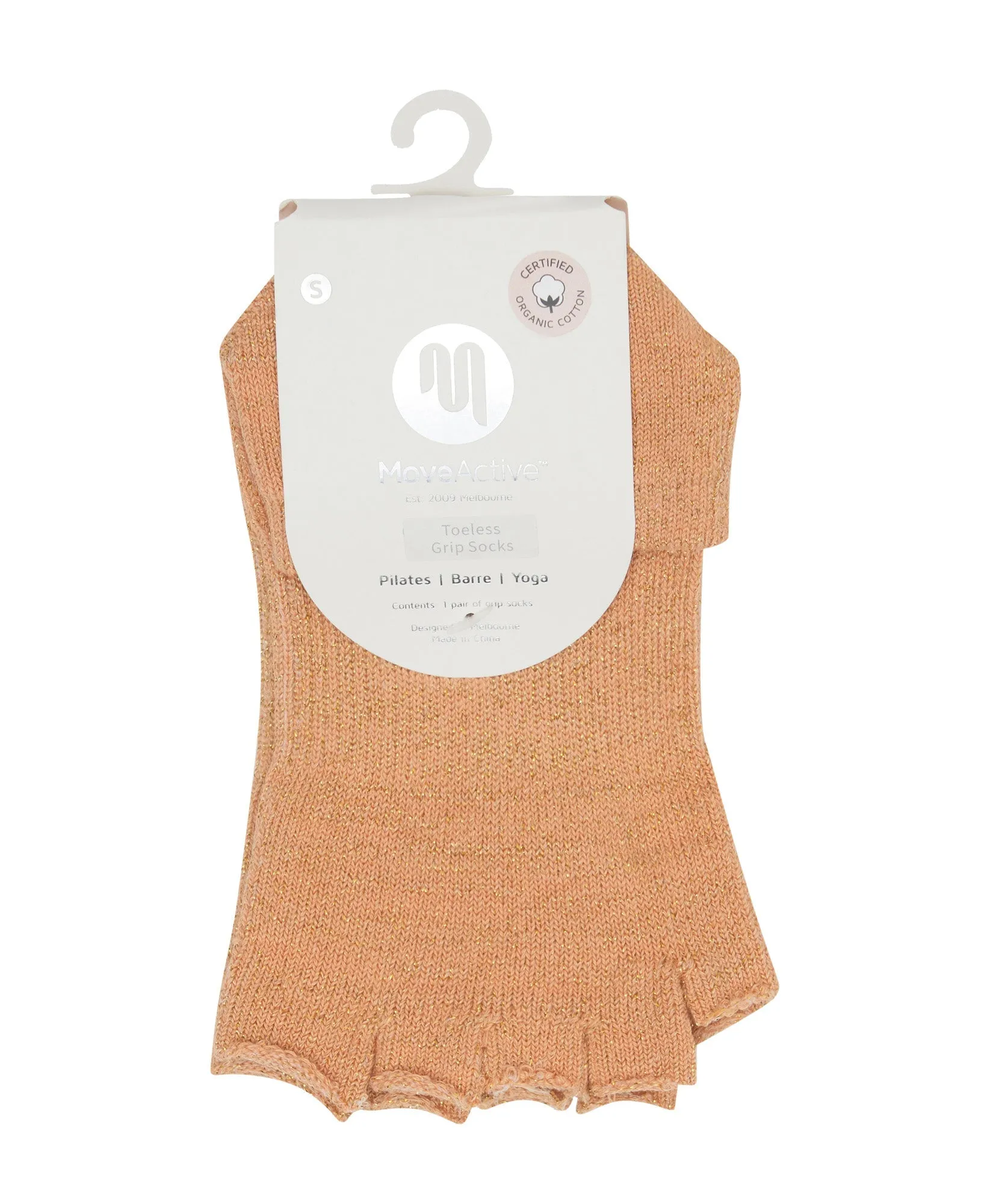 Toeless Non Slip Grip Socks - Glitter Peach sold by MoveActive product image thumbnail 5