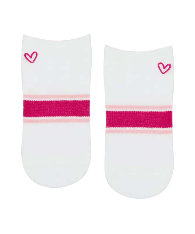 Classic Low Rise Grip Socks - Playful Pink Stripes sold by MoveActive