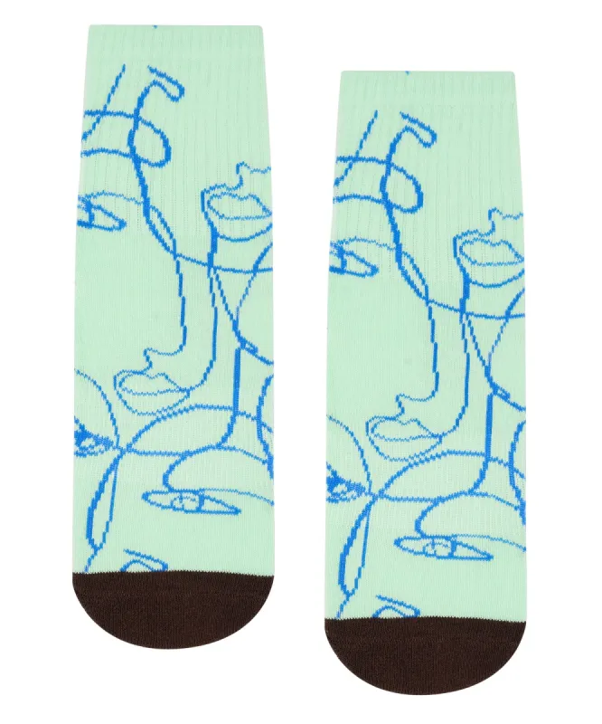 Crew Non Slip Grip Socks - Mint Abstract sold by MoveActive