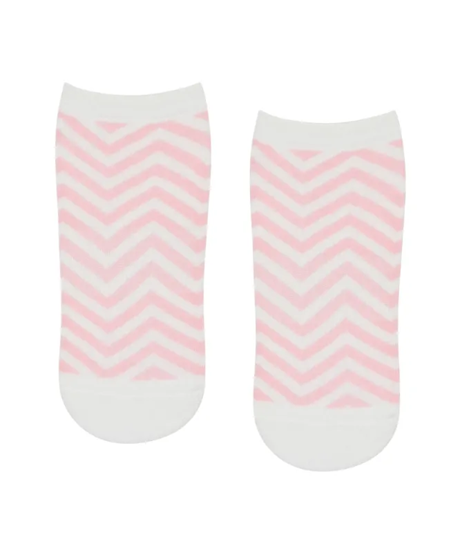Classic Low Rise Grip Socks - Pink Chevron sold by MoveActive