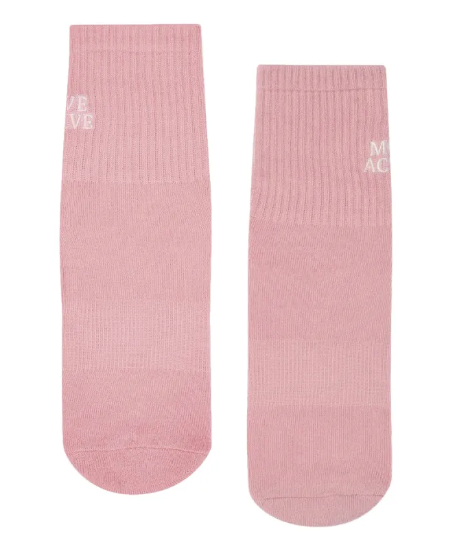 Crew Non Slip Grip Socks - Signature Mauve sold by MoveActive
