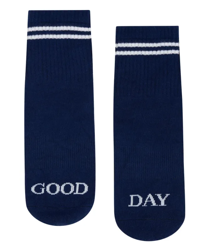 Crew Non Slip Grip Socks - Good Day Navy sold by MoveActive