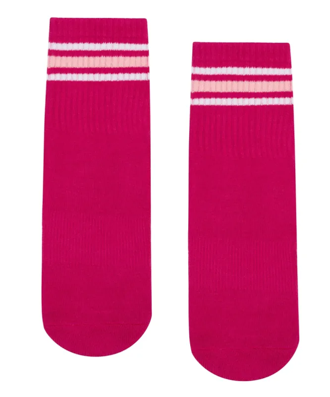 Crew Non Slip Grip Socks - Fuchsia Stripes made by MoveActive