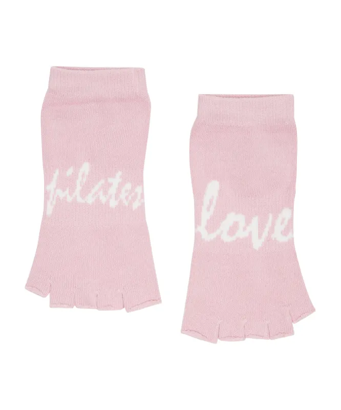 Toeless Non Slip Grip Socks - Love Pilates Dusty Pink sold by MoveActive