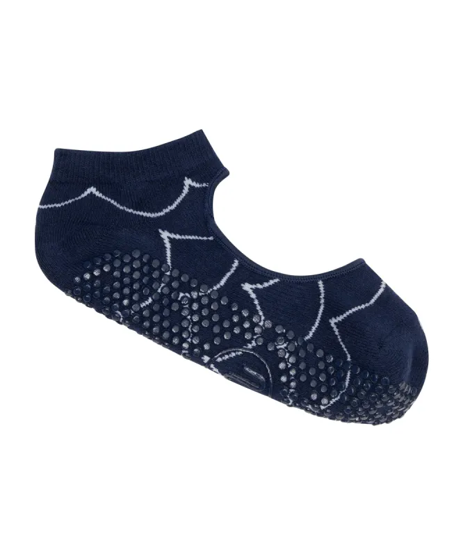 Slide On Non Slip Grip Socks - Scallop Navy sold by MoveActive