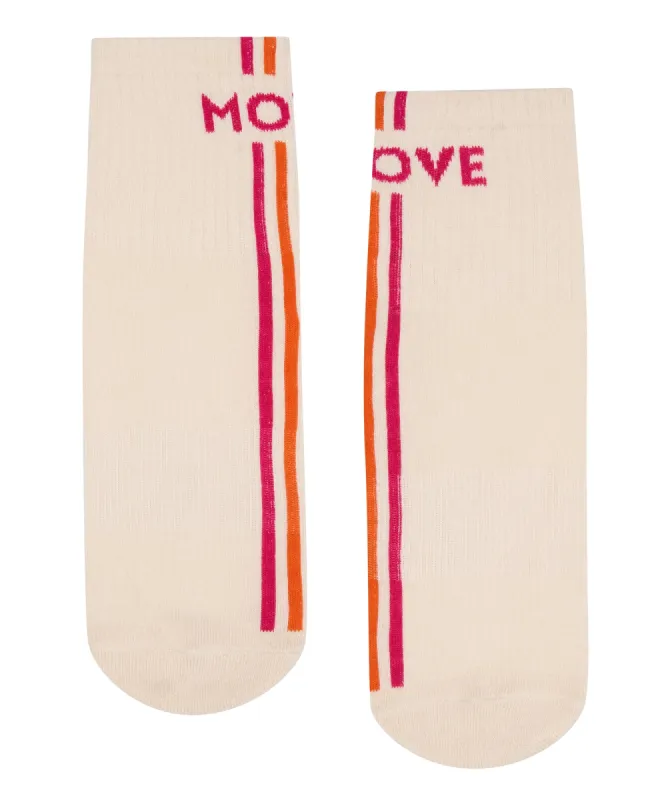 Crew Non Slip Grip Socks - Move Pink Stripes sold by MoveActive