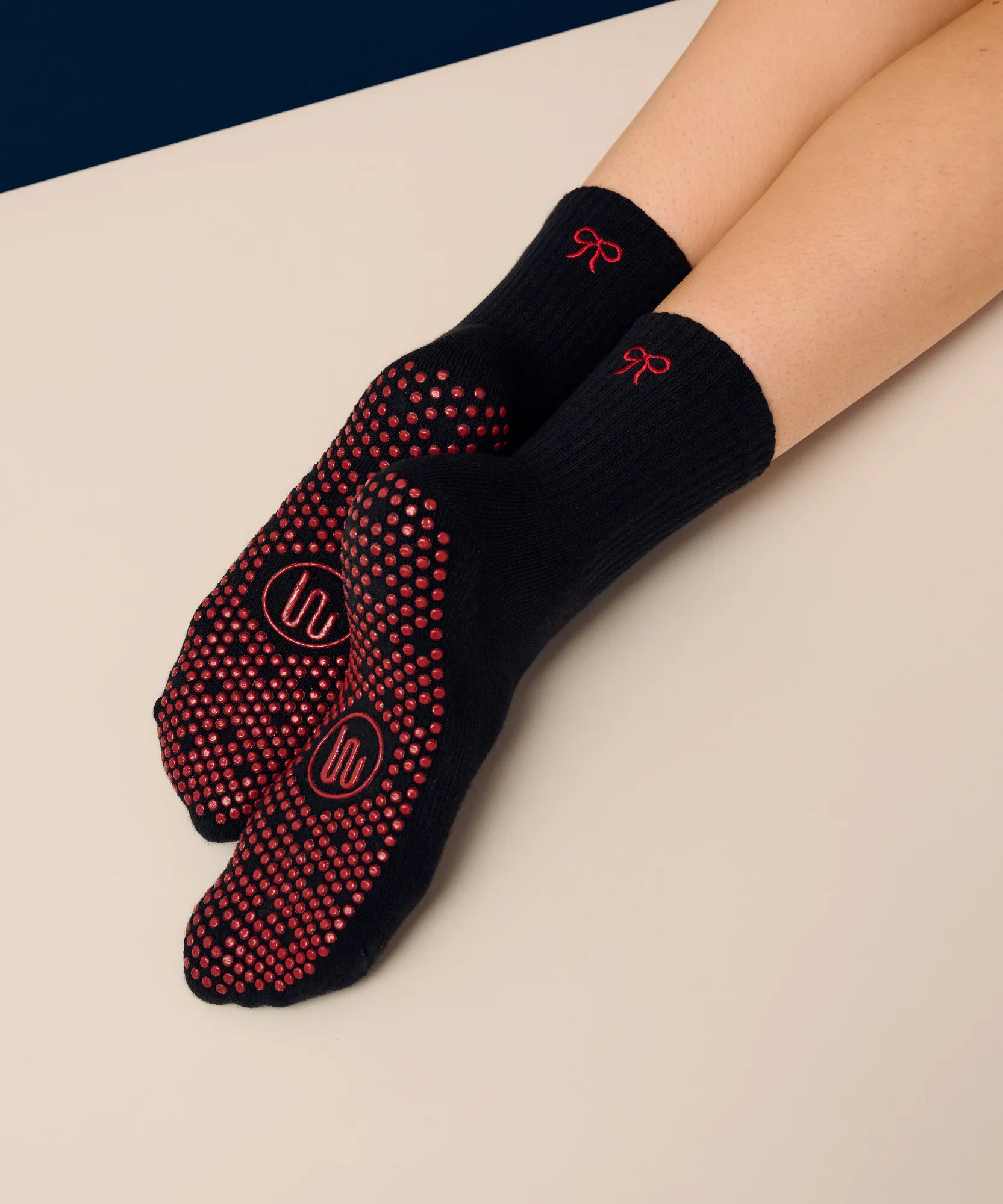 Crew Non Slip Grip Socks - Whimsy Bow Black sold by MoveActive product image thumbnail 2