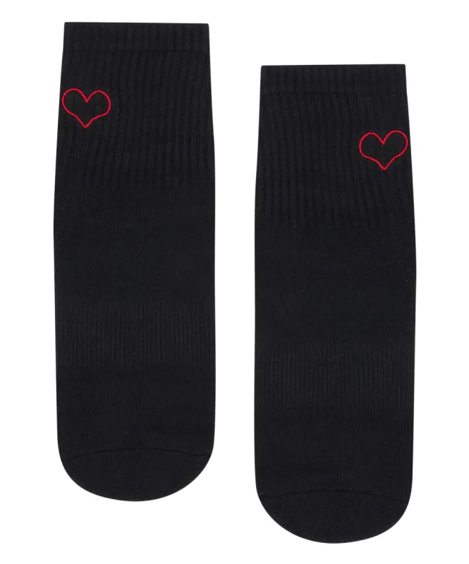 Crew Non Slip Grip Socks - Love Struck Black sold by MoveActive