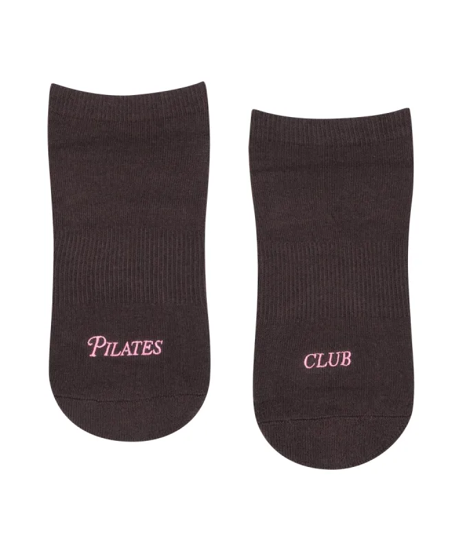 Classic Low Rise Grip Socks - Pilates Club Chocolate sold by MoveActive