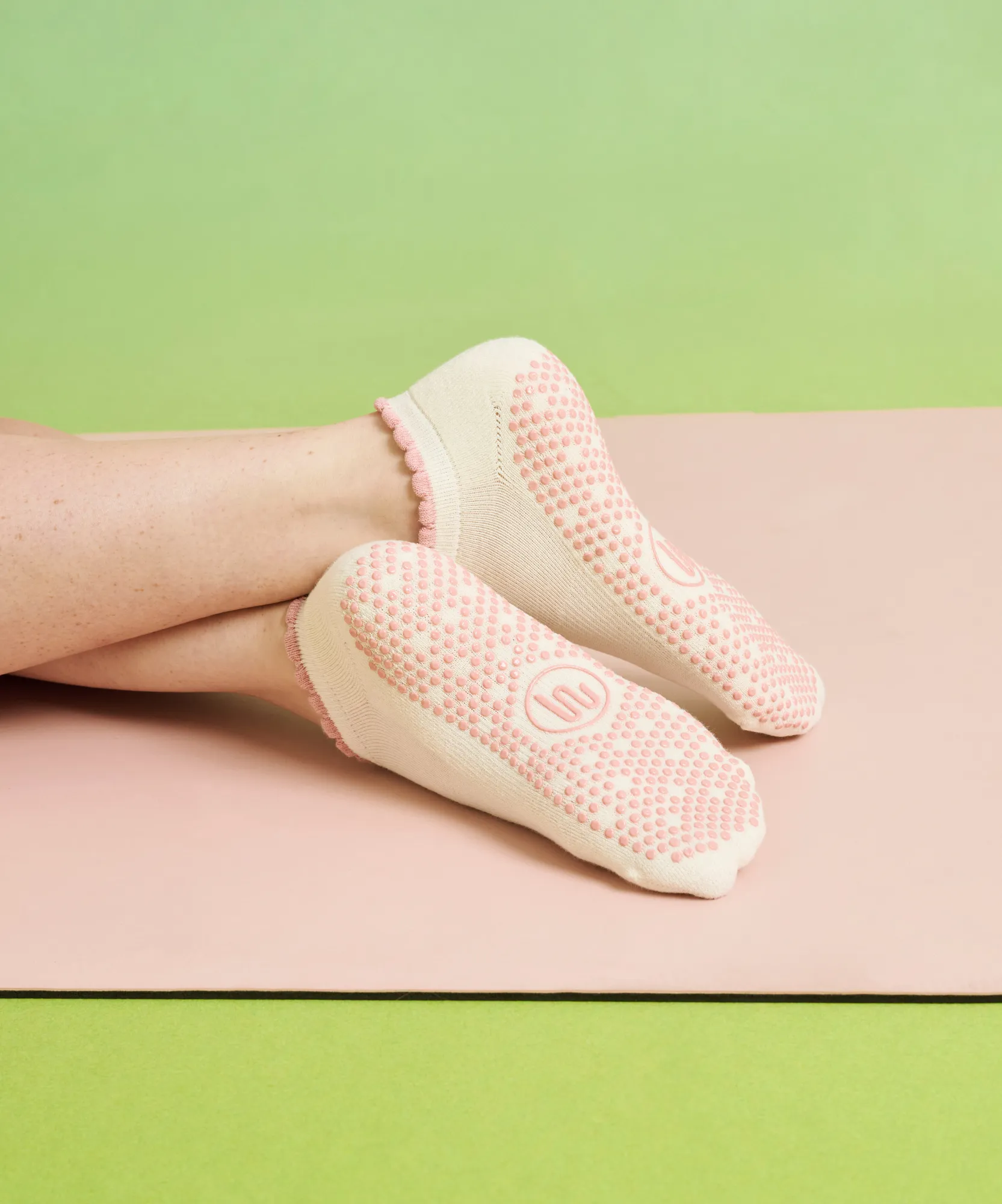 Classic Low Rise Grip Socks - Buttercream Frill sold by MoveActive