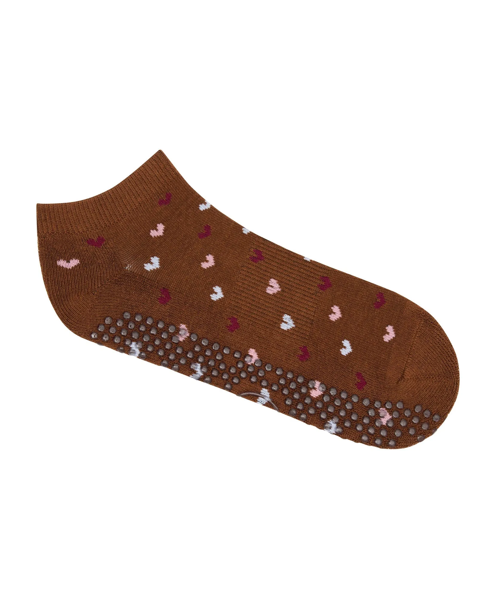 Classic Low Rise Grip Socks - Hearts Aflutter Brown sold by MoveActive product image thumbnail 3