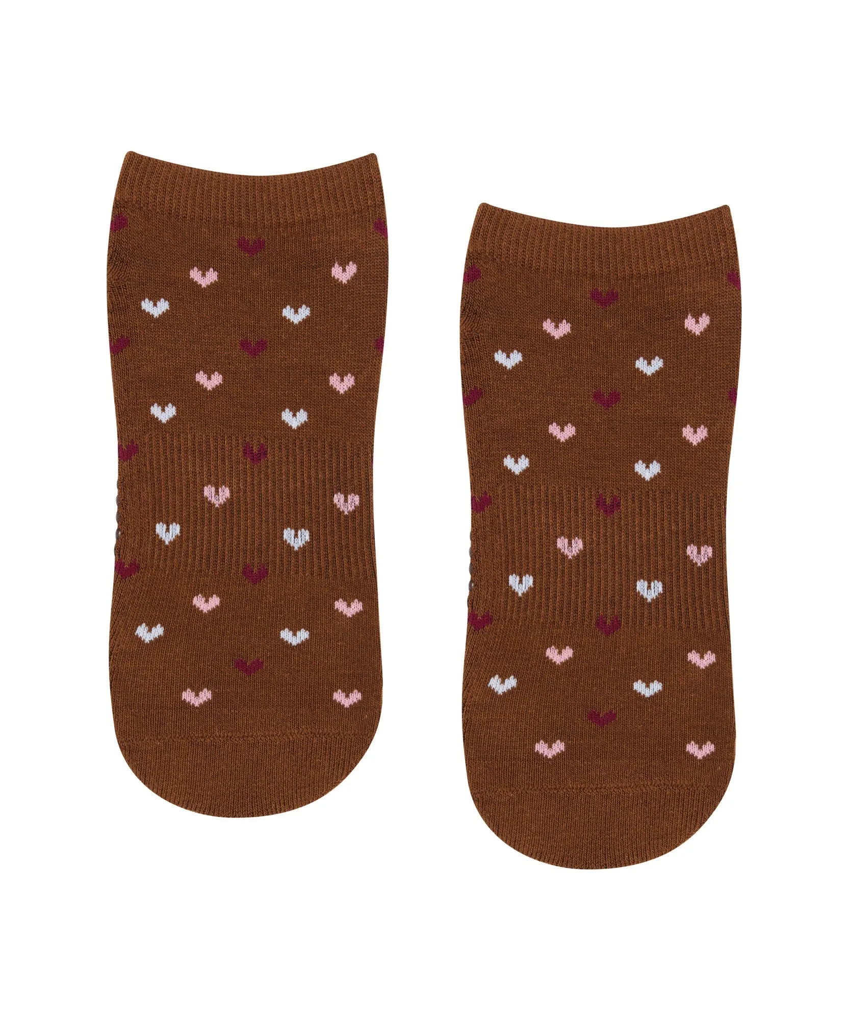 Classic Low Rise Grip Socks - Hearts Aflutter Brown sold by MoveActive product image thumbnail 2
