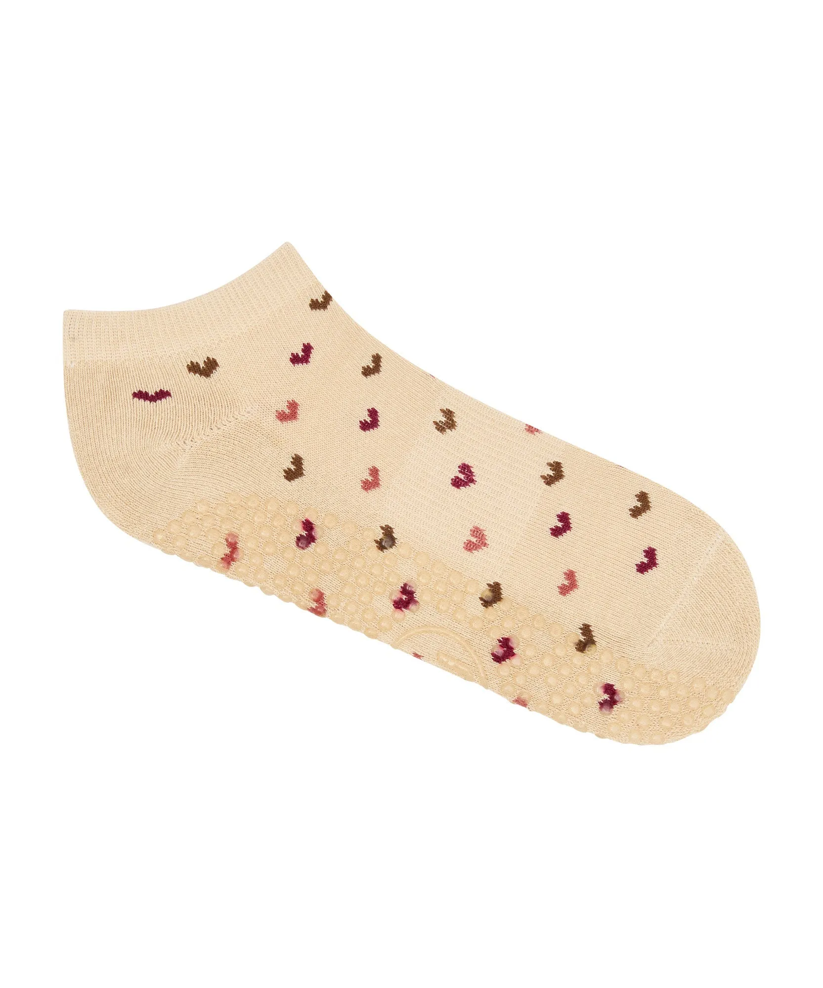 Classic Low Rise Grip Socks - Hearts Aflutter Beige sold by MoveActive product image thumbnail 3