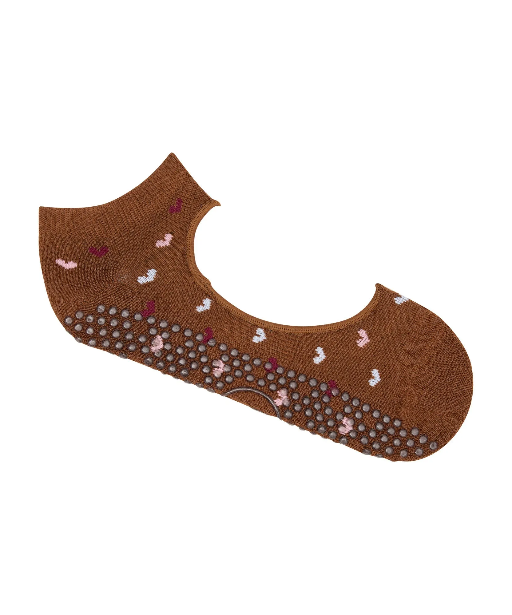 Slide On Non Slip Grip Socks - Hearts Aflutter Brown sold by MoveActive product image thumbnail 3