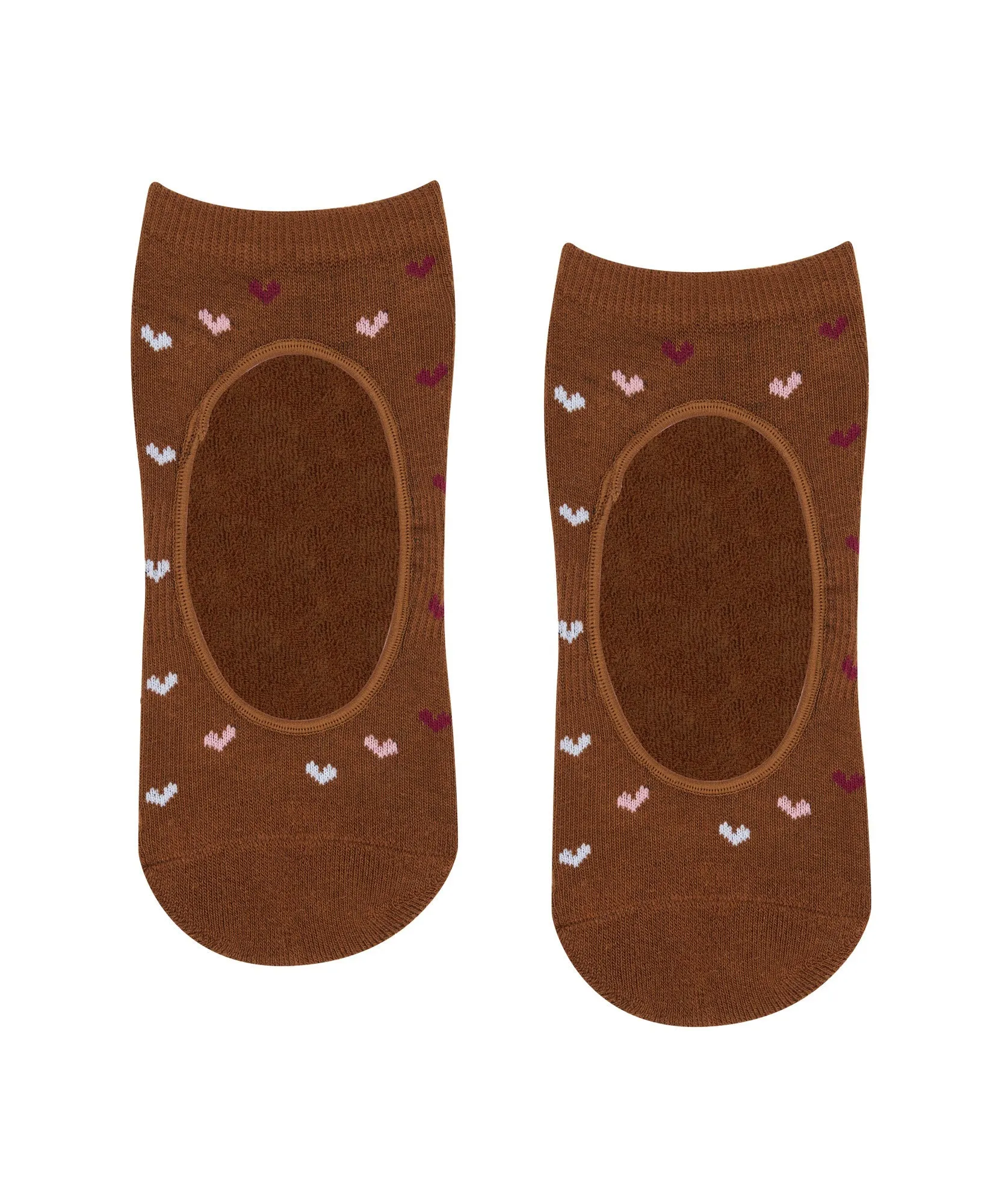 Slide On Non Slip Grip Socks - Hearts Aflutter Brown sold by MoveActive product image thumbnail 2