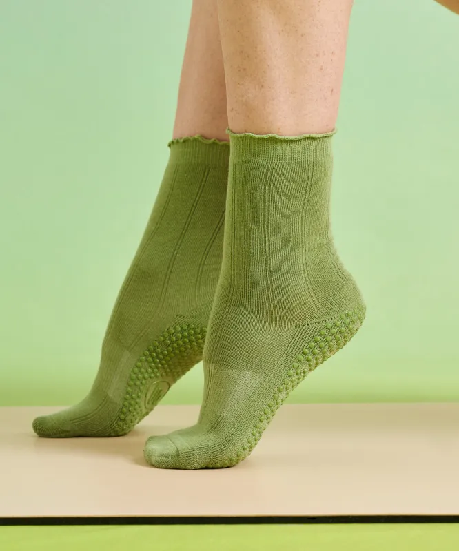 Crew Non Slip Grip Socks - Sage Frill sold by MoveActive
