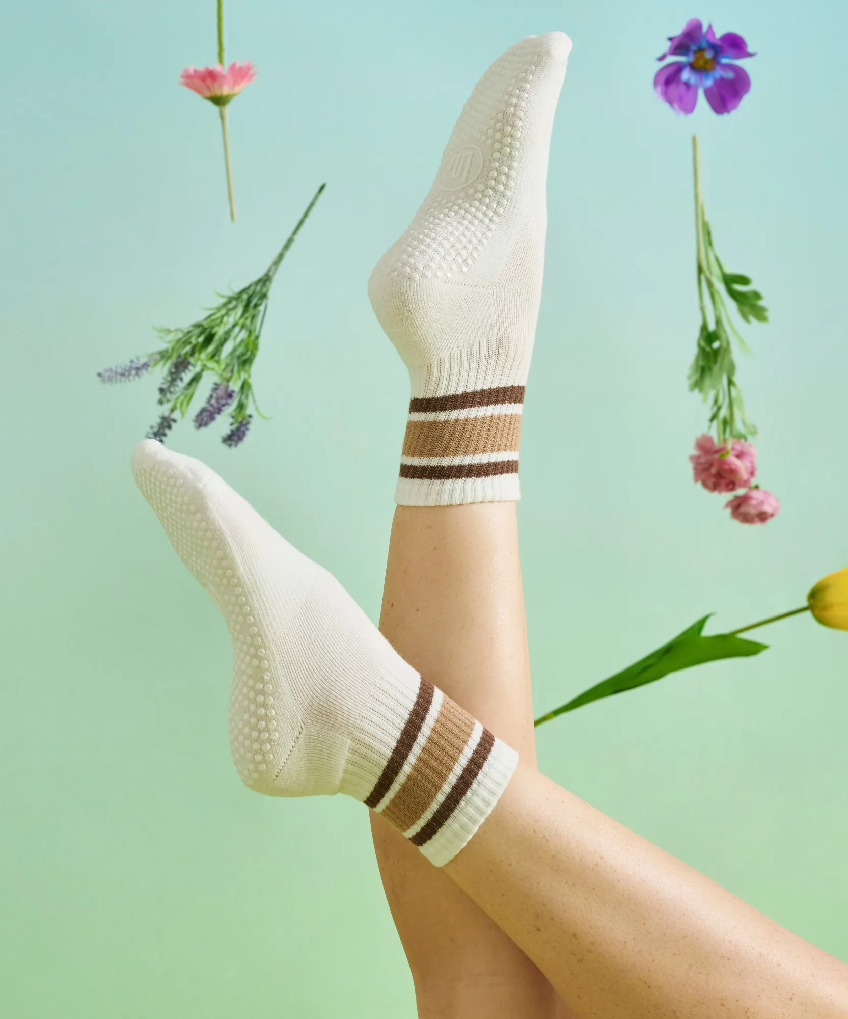 Crew Non Slip Grip Socks - Harvest Stripe sold by MoveActive