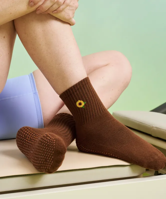Crew Non Slip Grip Socks - Sunflower Fields sold by MoveActive