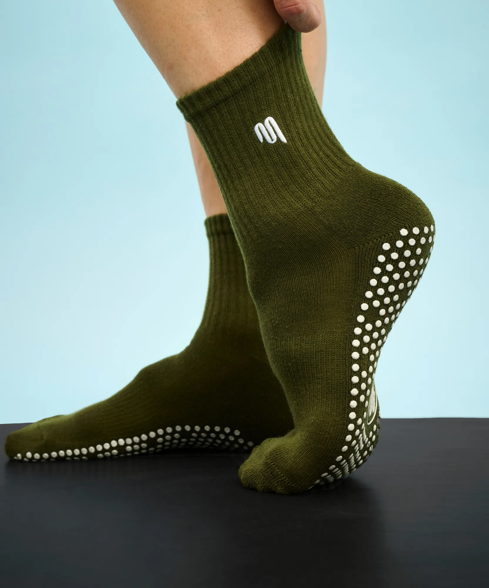 Crew Non Slip Grip Socks - MoveActive Khaki sold by MoveActive