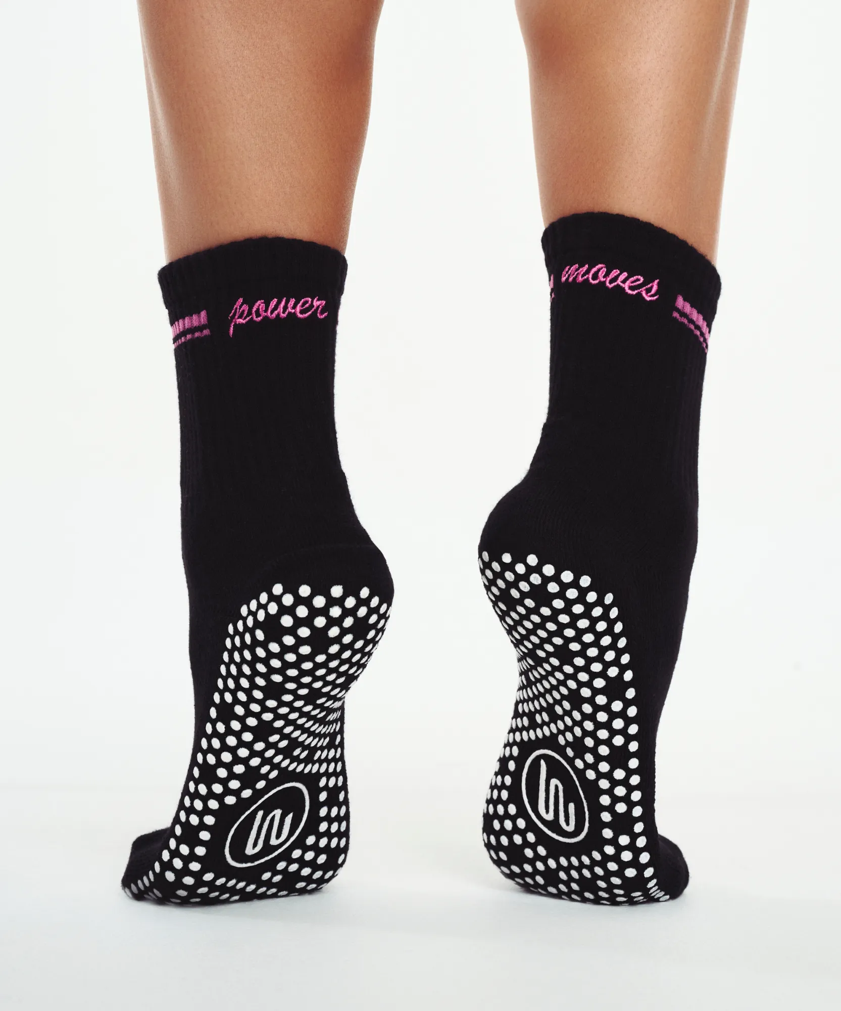 Crew Non Slip Grip Socks - Power Moves Black sold by MoveActive