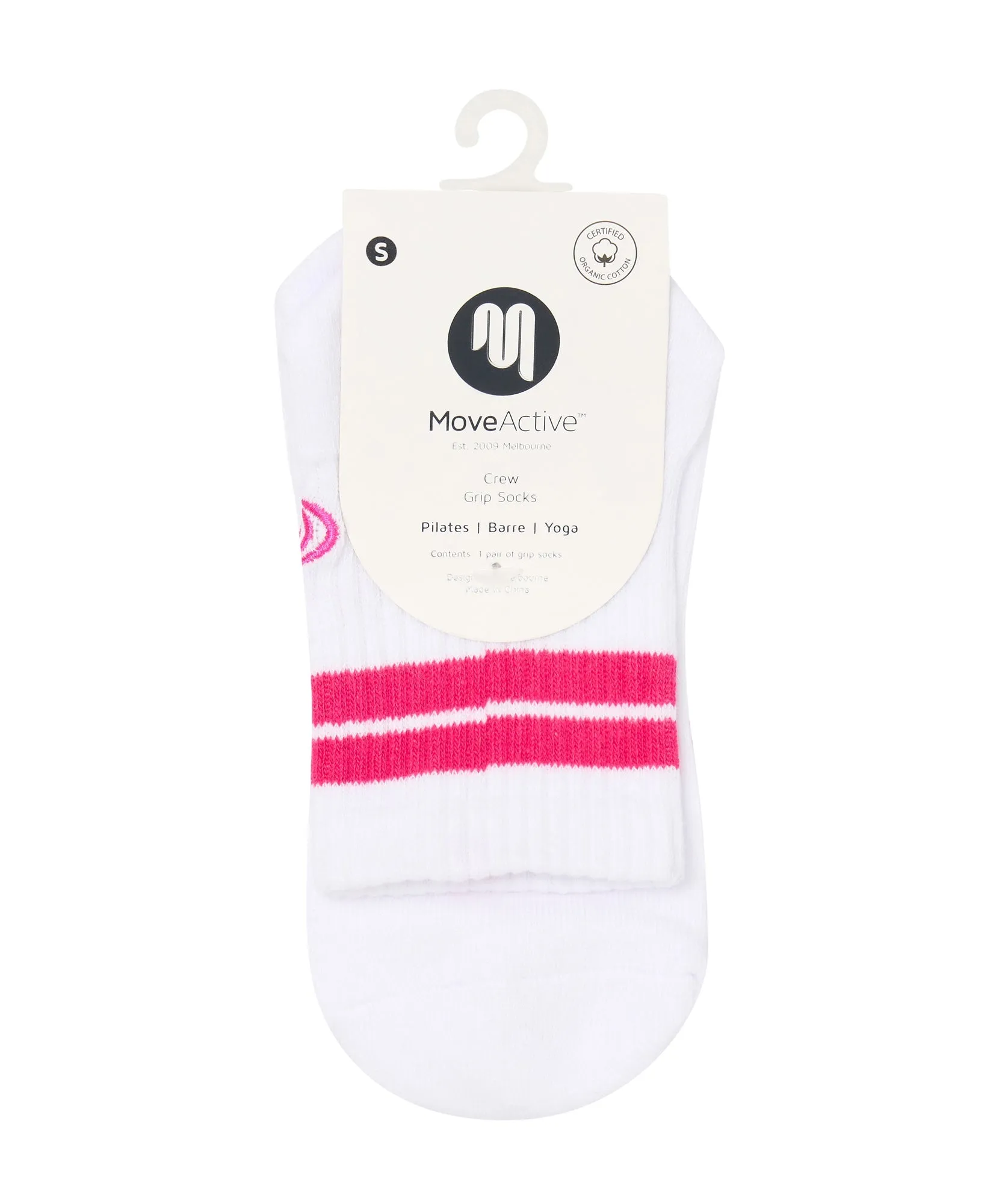 Crew Non Slip Grip Socks - Neon Pink Stripe sold by MoveActive product image thumbnail 5