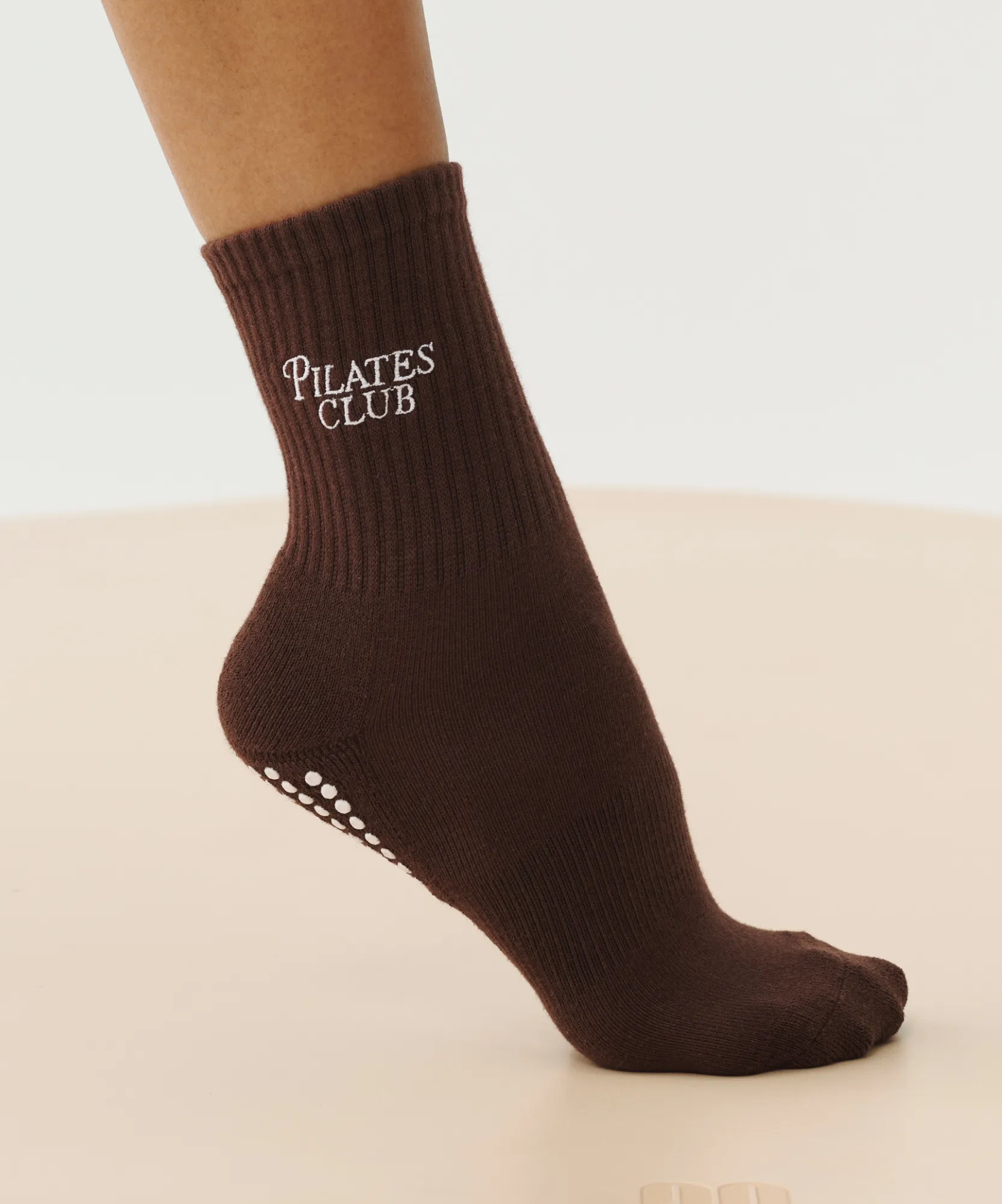 Crew Non Slip Grip Socks - Pilates Club Brown sold by MoveActive