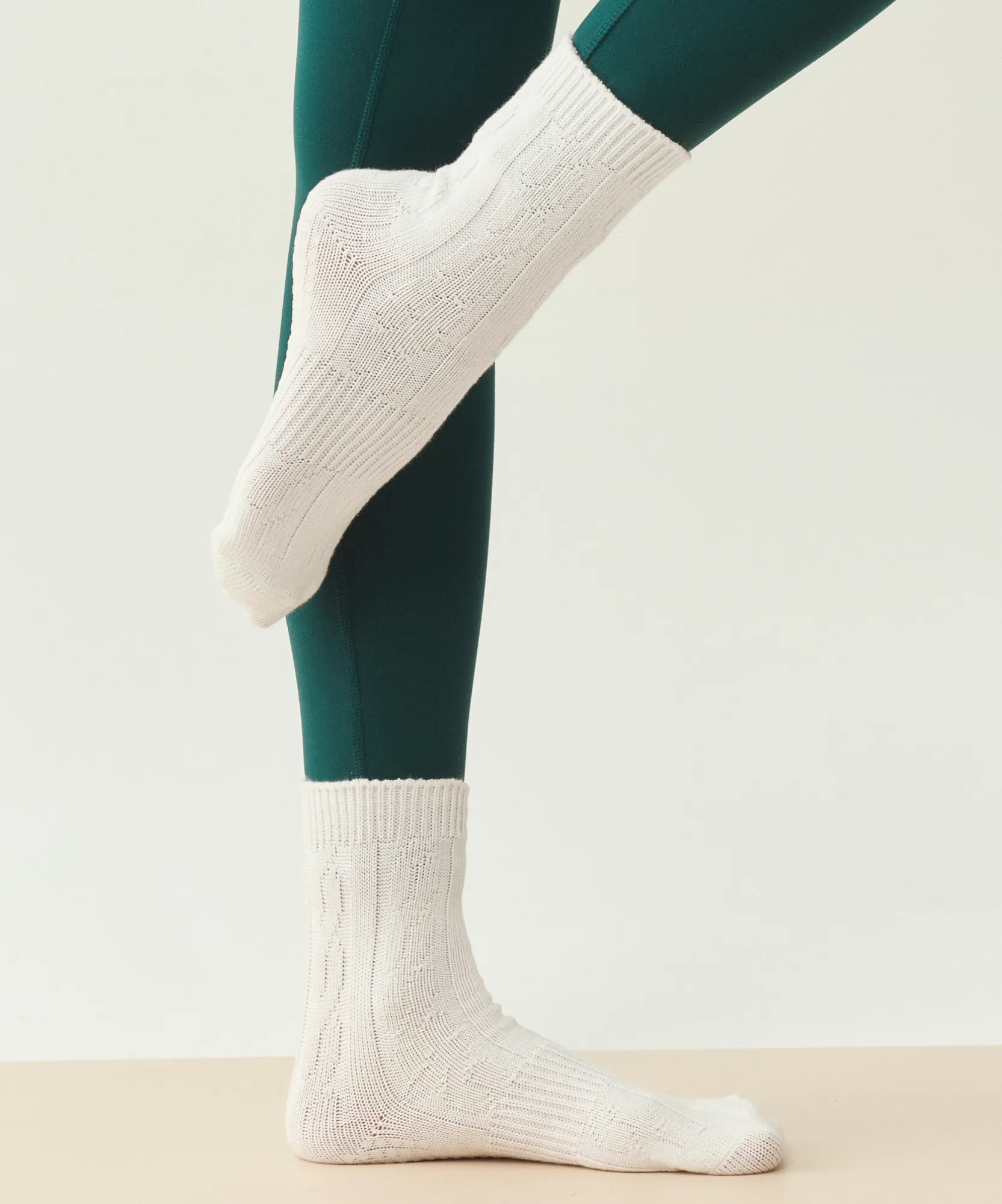 Crew Non Slip Grip Socks - Cable-Knit Ivory sold by MoveActive