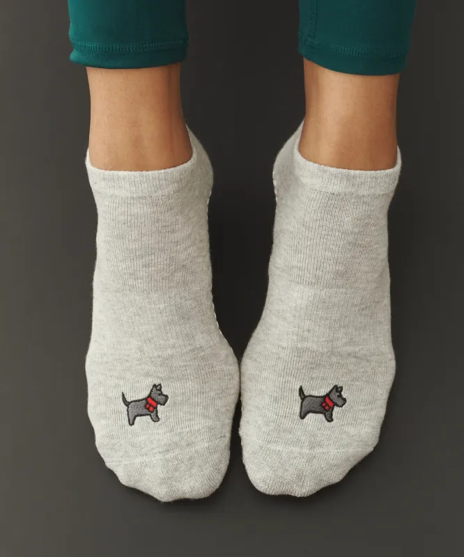 Classic Low Rise Grip Socks - Cosy Pup Marle Grey sold by MoveActive